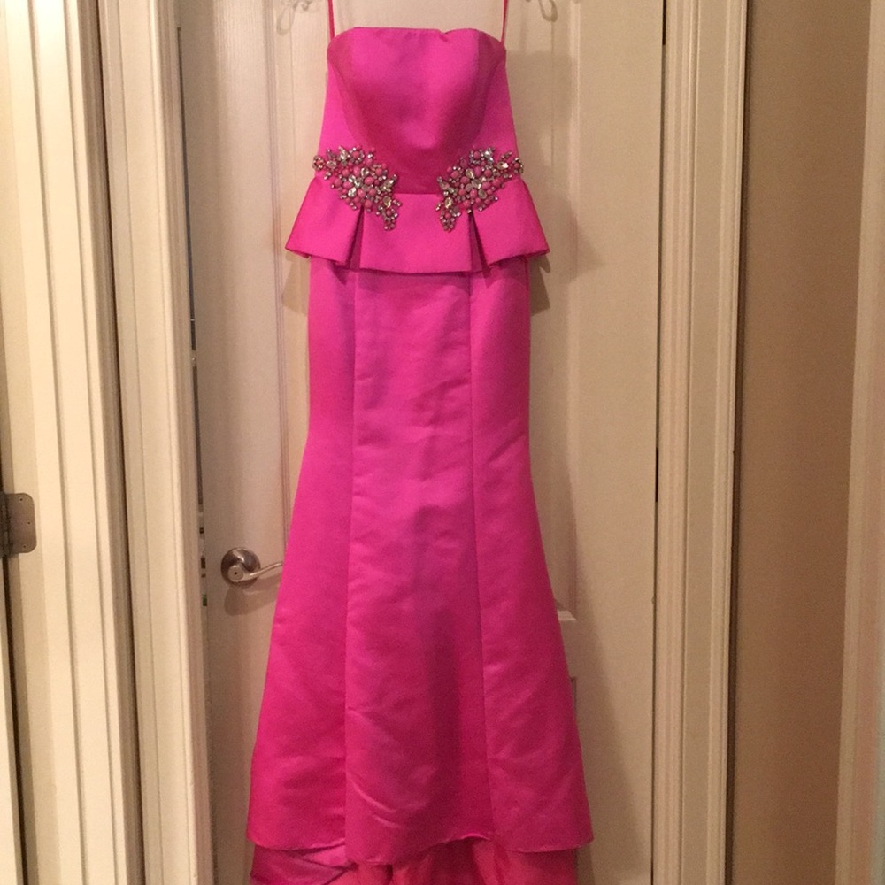 Ashley Lauren  pink peplum long formal